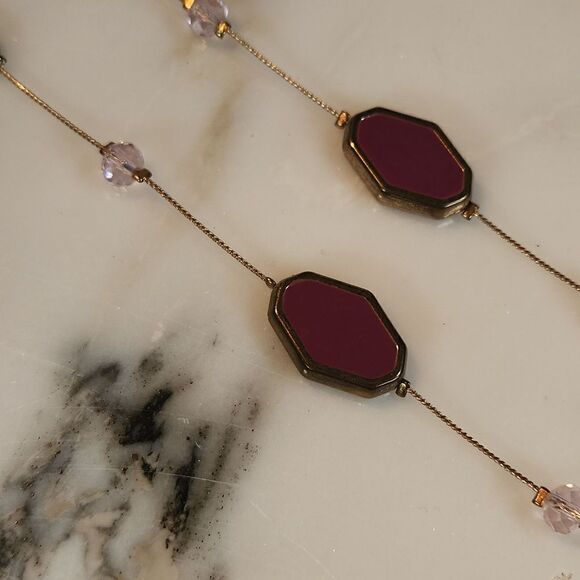 NWT Purple & Gold Long Layering Necklace - Picture 3 of 4